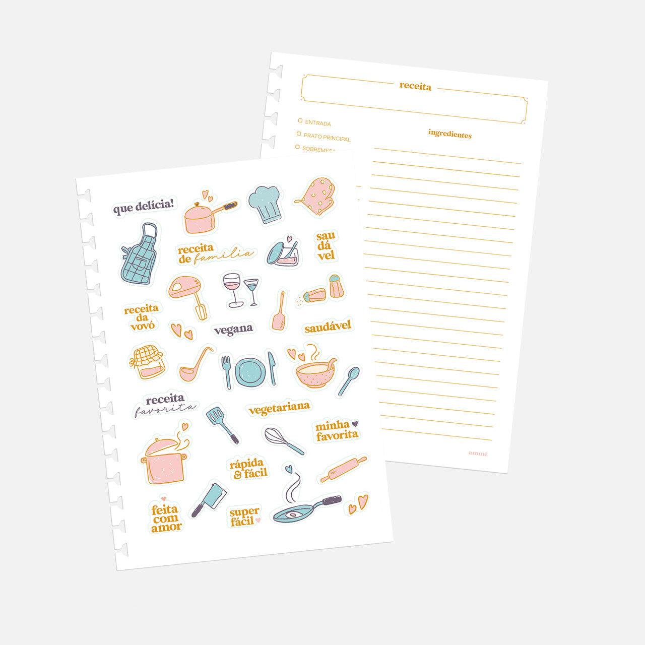 Caderno de Receitas Picnic com Folhas Reposicionáveis | Ammê
