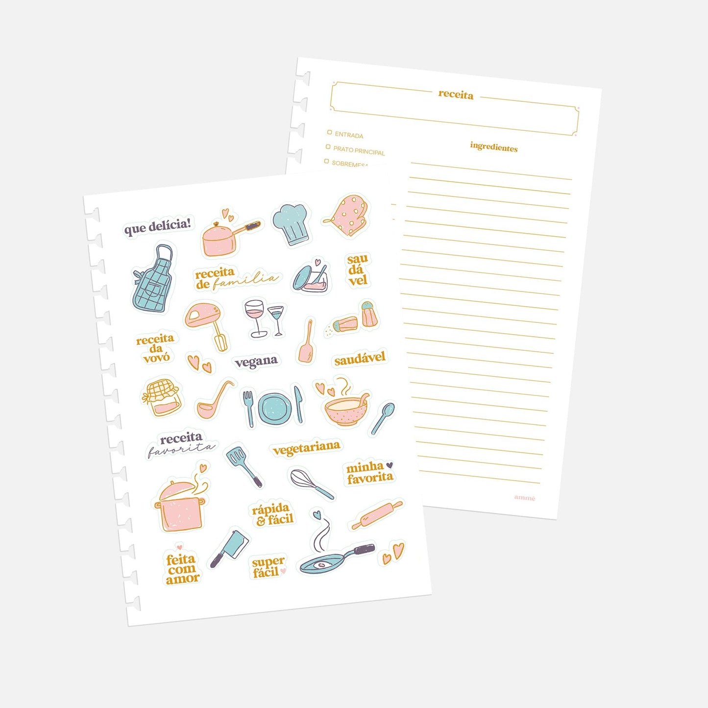 Kit Caderno de Receitas Picnic + Refil de Folhas | Ammê