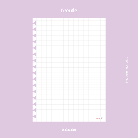 Refil Caderno Reposicionável A5 Quadriculado 90g/m² 40 Folhas | Ammê