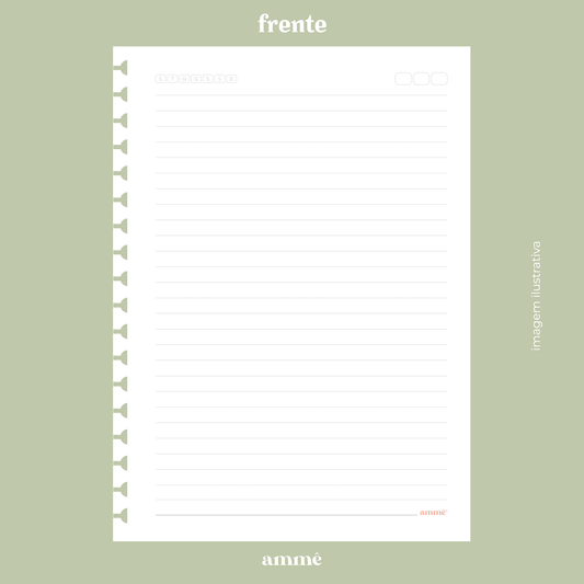 Refil Caderno Reposicionável Colegial Pautado 90g/m² 40 Folhas | Ammê