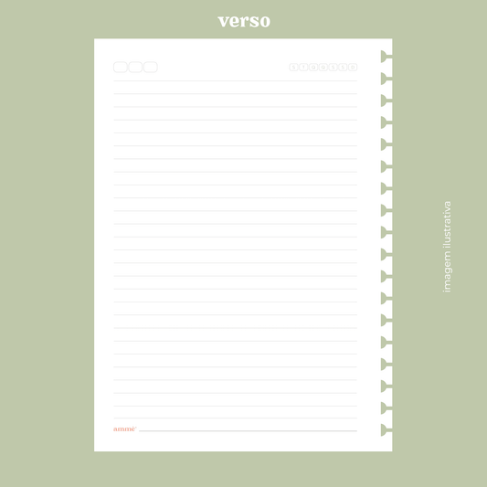 Refil Caderno Reposicionável Colegial Pautado 90g/m² 40 Folhas | Ammê