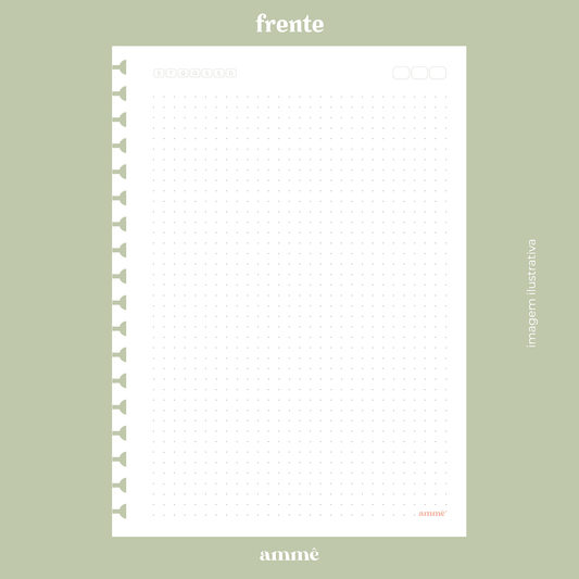 Refil Caderno Reposicionável Colegial Pontilhado 90g/m² 40 Folhas | Ammê