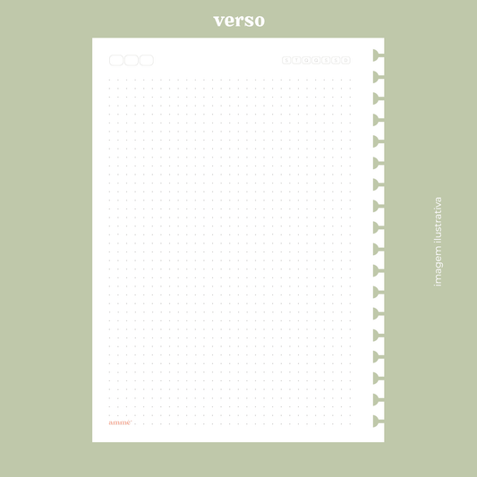 Refil Caderno Reposicionável Colegial Pontilhado 90g/m² 40 Folhas | Ammê