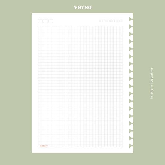 Refil Caderno Reposicionável Colegial Quadriculado 90g/m² 40 Folhas | Ammê