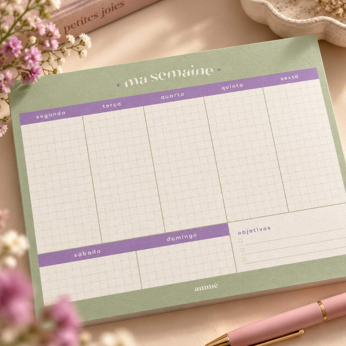 Bloco Planejador Semanal Provence | Ammê
