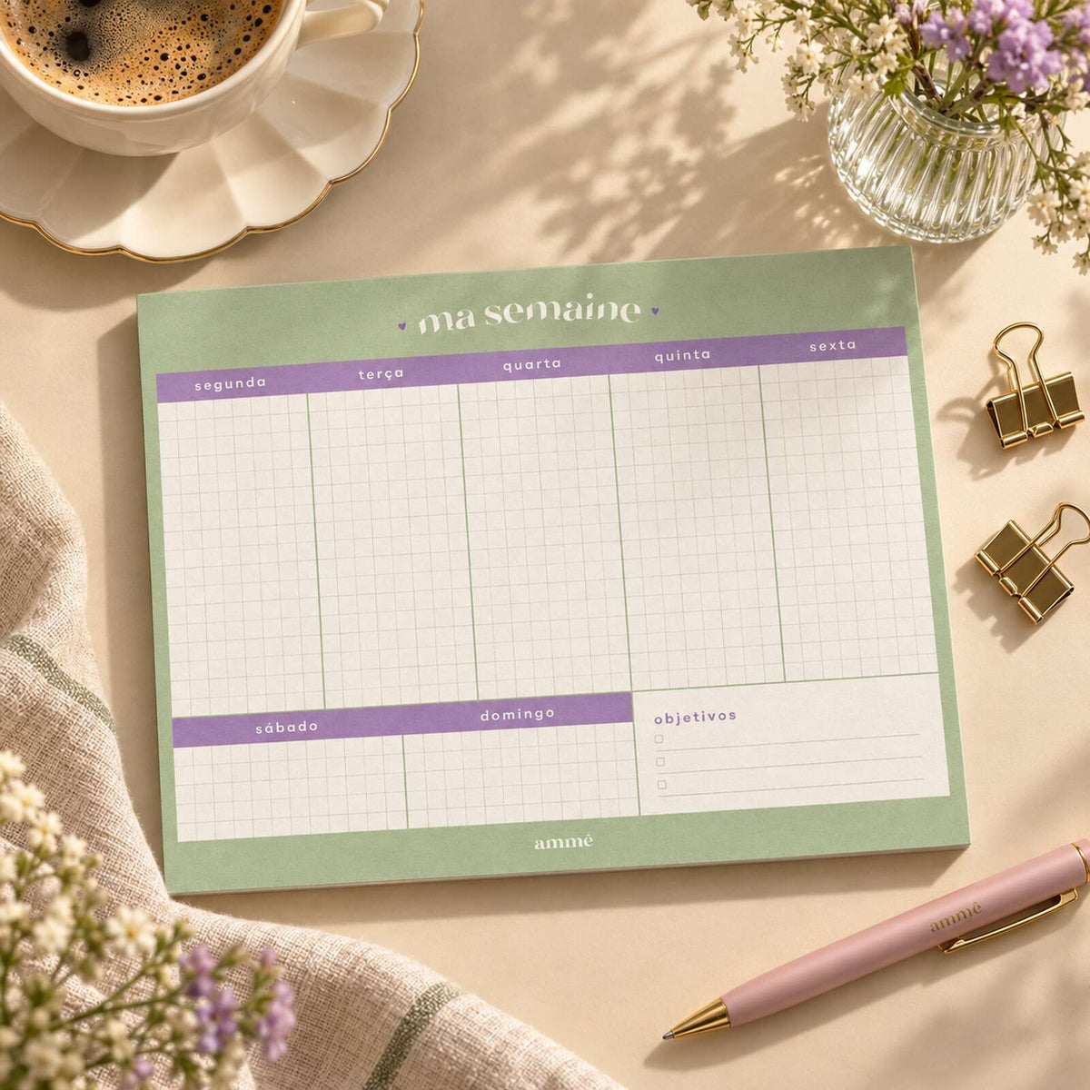 Bloco Planejador Semanal Provence | Ammê