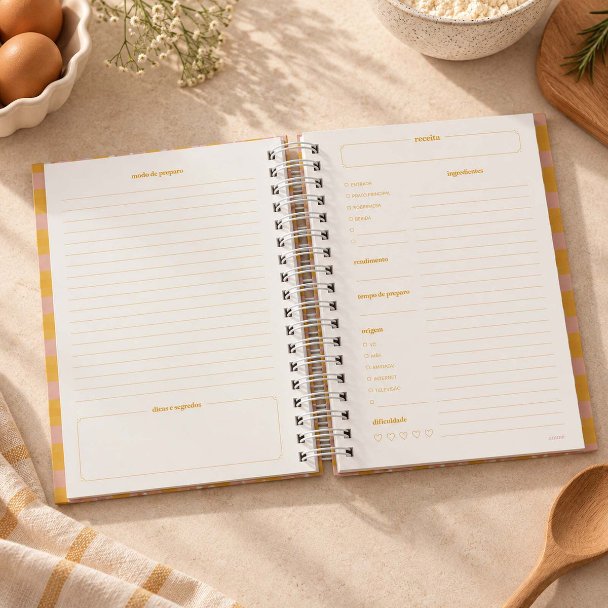 Livro de Receitas Picnic com Folhas Reposicionáveis | Ammê