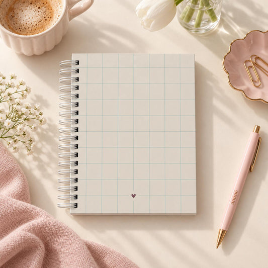 Caderno Reposicionável A5 Grid Bege | Ammê